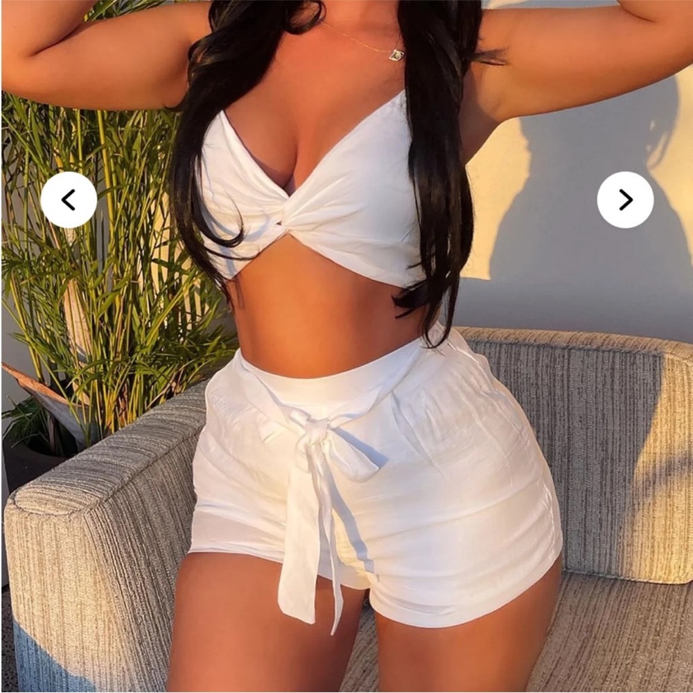 Fashion Nova Another Brunch Date White crop & shorts Set
